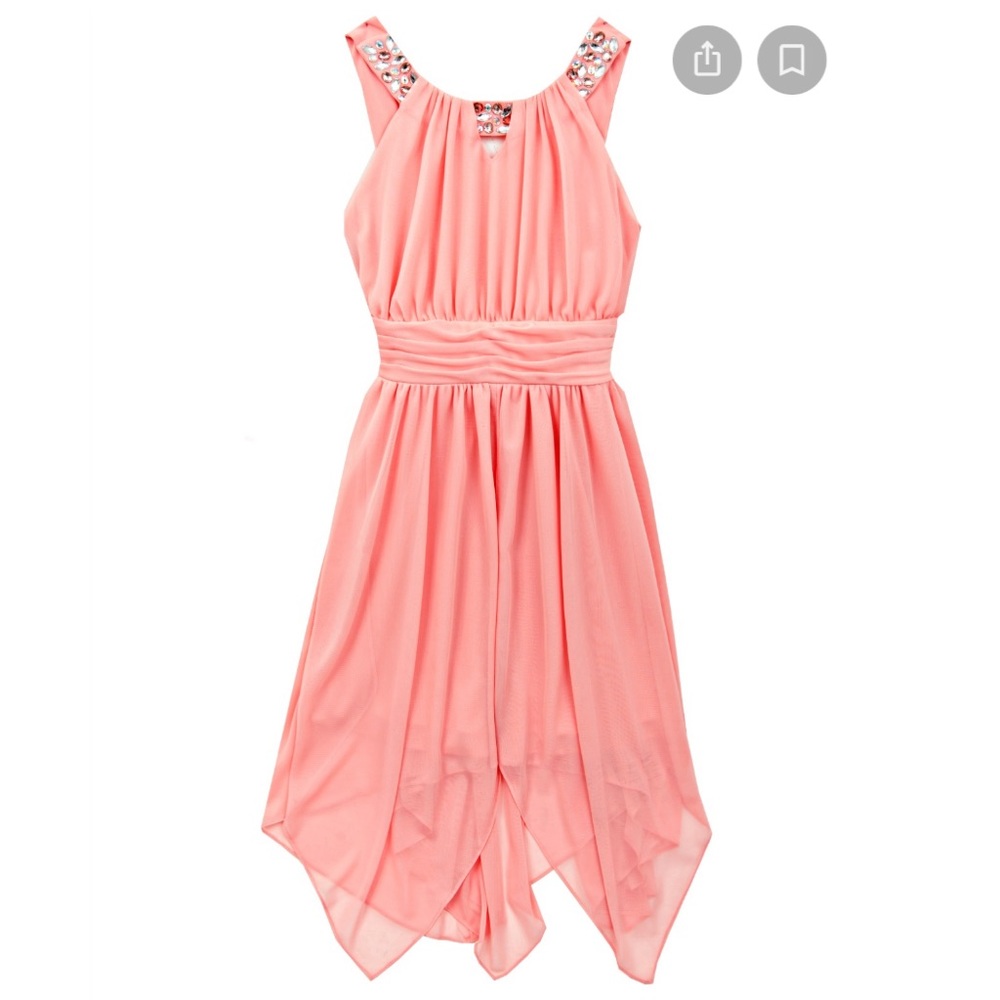 Rare Editions Big Girls Rare Edition Peach Dress - Girls (4+) Size 16